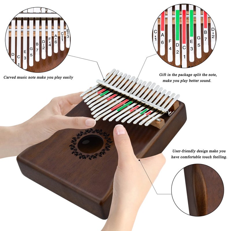 RANMING Kalimba Thumb Piano 17 Keys RANMING Mbira Finger Piano Kalimba Gifts for Adults With Portable Handbag and Tune Hammer Thumb Pianos Finger Harp (Mahogany-Hand Rest-Brown) - Image 3